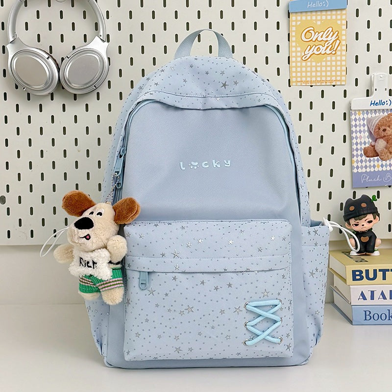 Charming Star-Embellished Student School Backpack