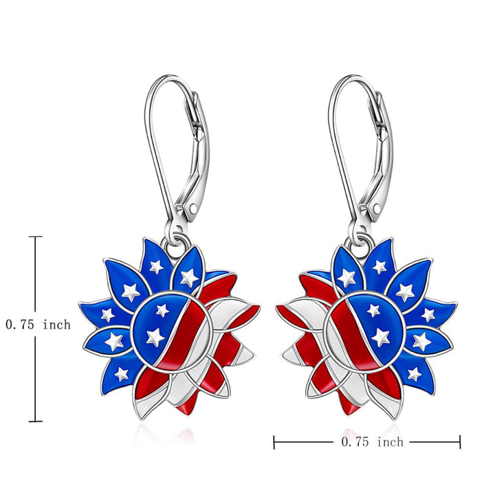 Women's enamelled sunflower earrings with star motif and safety lever clasp Kalsten