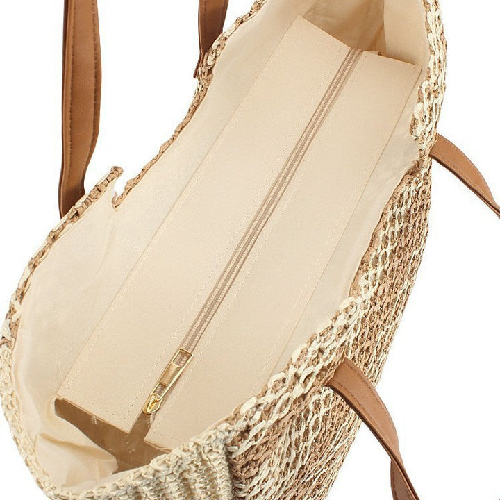 Handcrafted basket bag with leather handles Kalsten