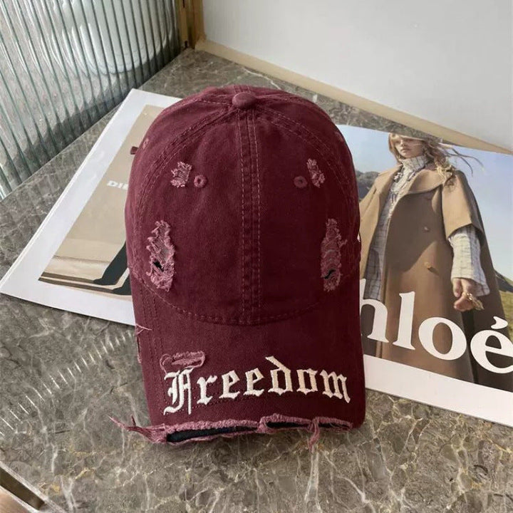 Women's Distressed Freedom Embroidered Baseball Cap Kalsten