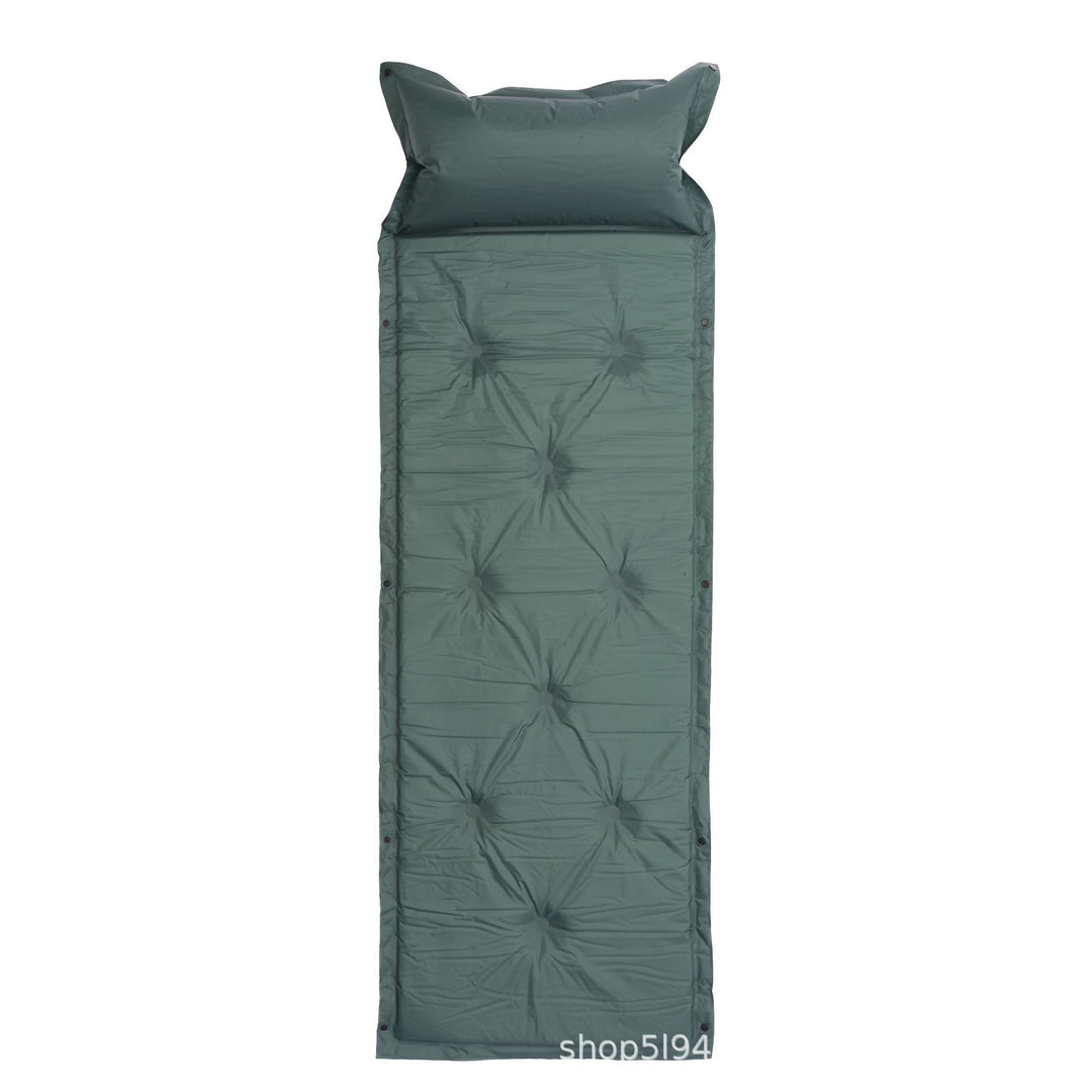 tufted insulated roll-out camping sleep mat with integrated pillow and modular snap connectors Kalsten