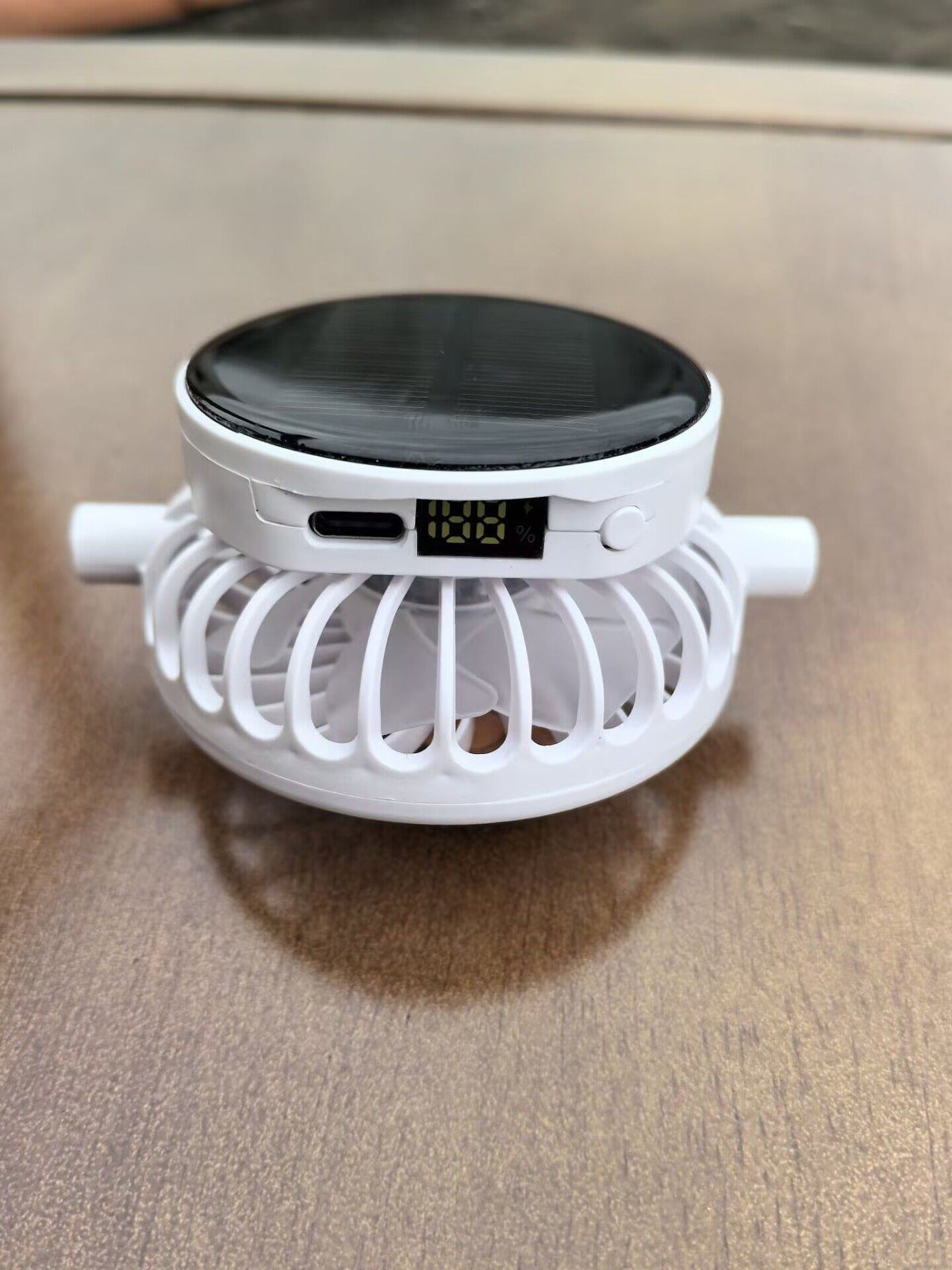 Portable solar-powered USB-C fan with digital battery display Brehn