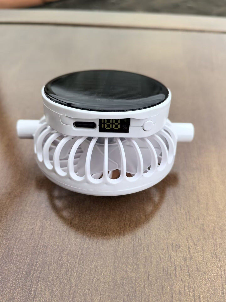 Portable solar-powered USB-C fan with digital battery indicator Kalsten