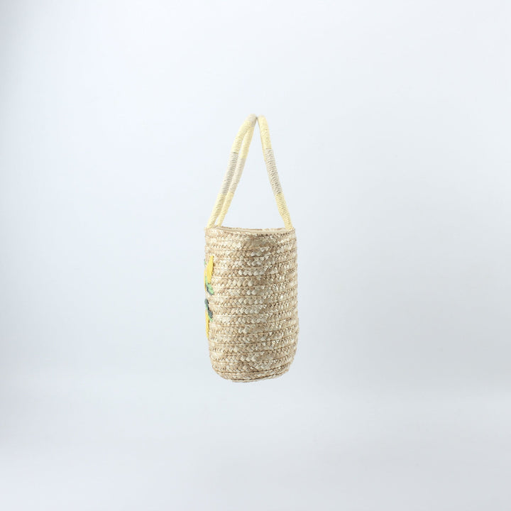 Basket bag with hand-embroidered lemon motif Kalsten