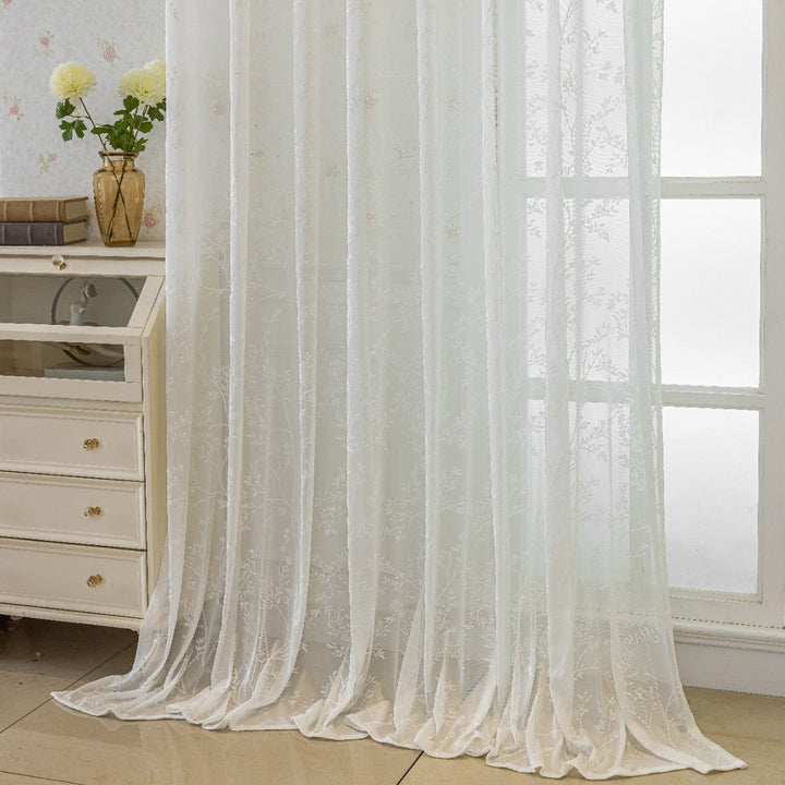 WoFloral Embroidered Sheer Curtain Kalsten