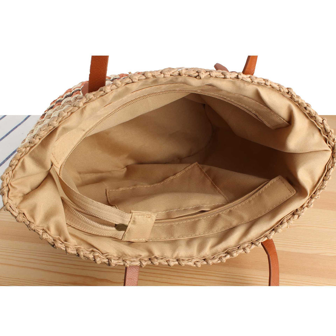 Braided shopping bag with high-quality leather handles Kalsten