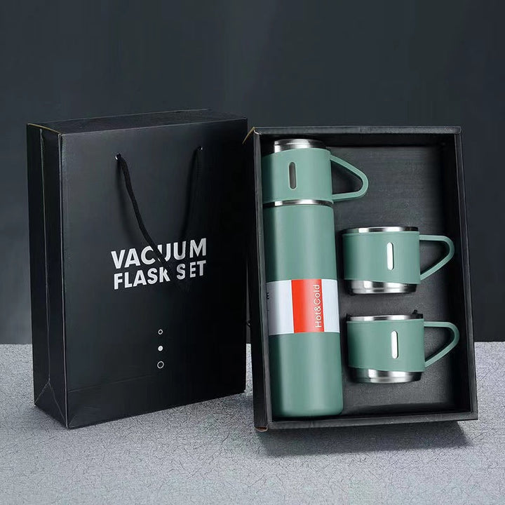 Women’s stainless steel vacuum flask with two accompanying cups Kalsten