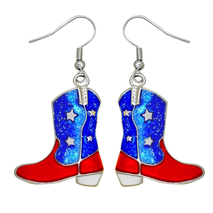 Women's earrings in flip-flop design with crystal embellishment and enamel flag motif Kalsten
