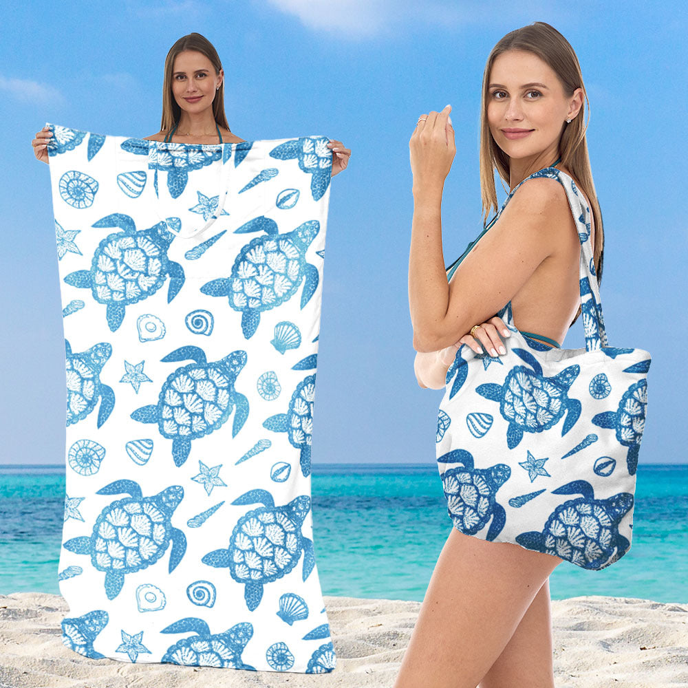 Beach towel with integrated tote bag design Kalsten