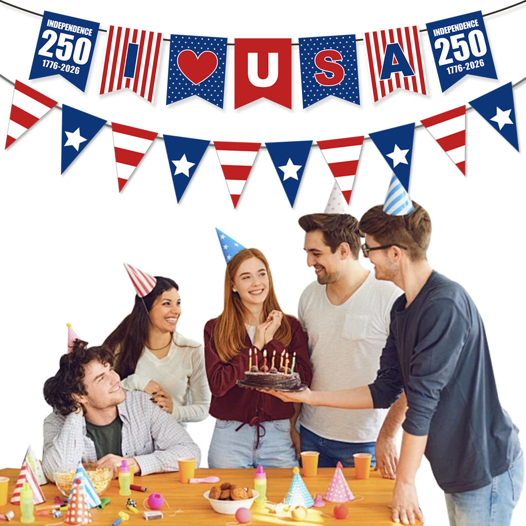 Unisex nan patriotic star and stripe multi-strand bunting garland banner set Kalsten