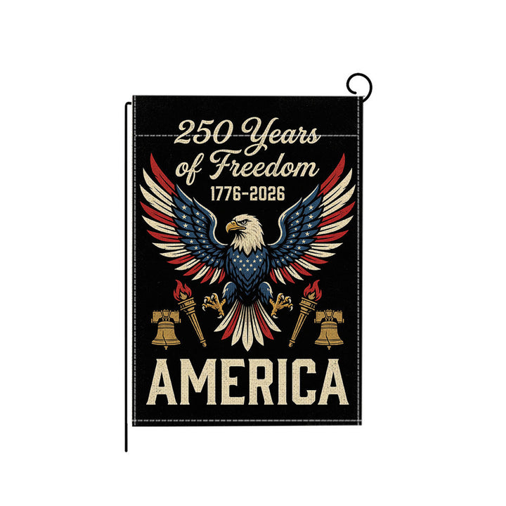 Distressed Vintage American Flag Garden Banner With Statue Of Liberty Motif Double-Sided Polyester