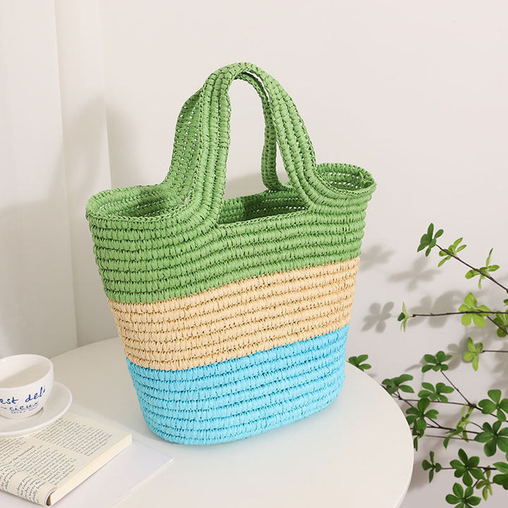 Handcrafted Durable Beach Bag with Cheerful Zigzag Pattern Kalsten