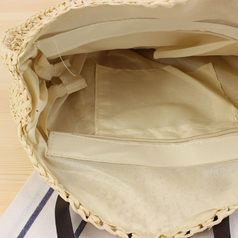 Round basket bag with sturdy leather handles Kalsten