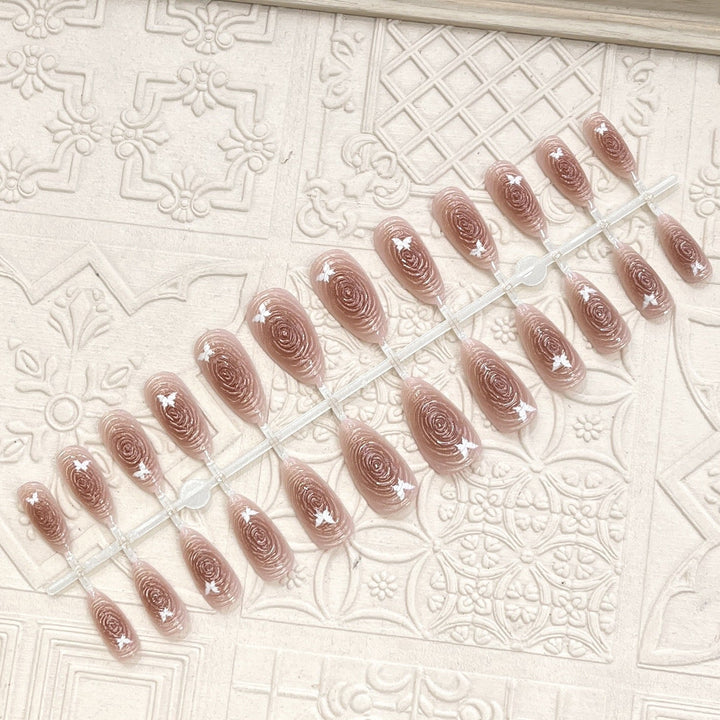 Artistic Floral-Accent Press-On Nail Set Kalsten