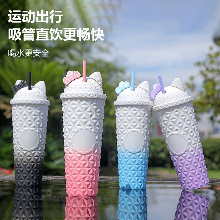 Ladies playful drinking cup with cat ears and integrated straw Kalsten