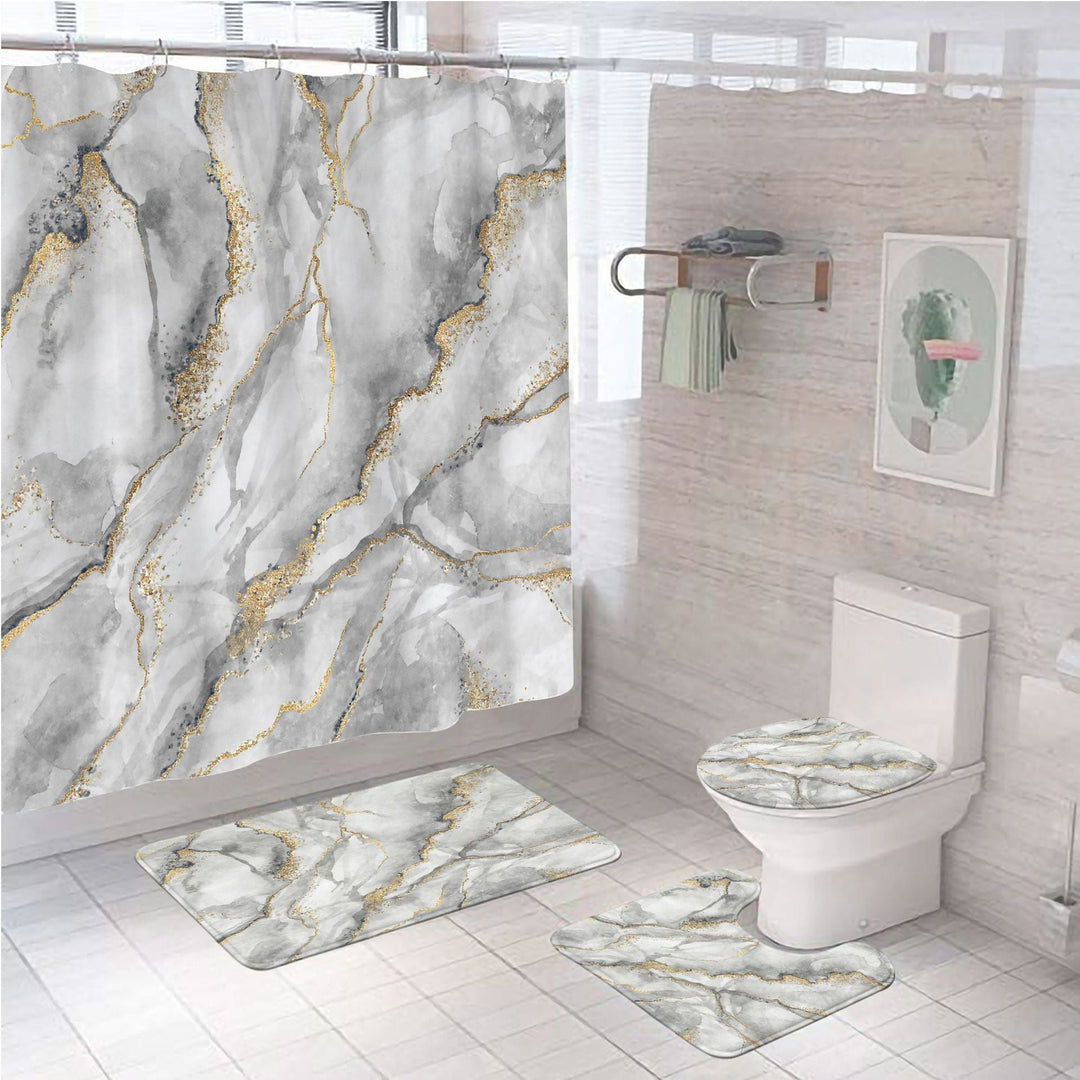 Elegant Marble Pattern Bathroom Mat Set Kalsten