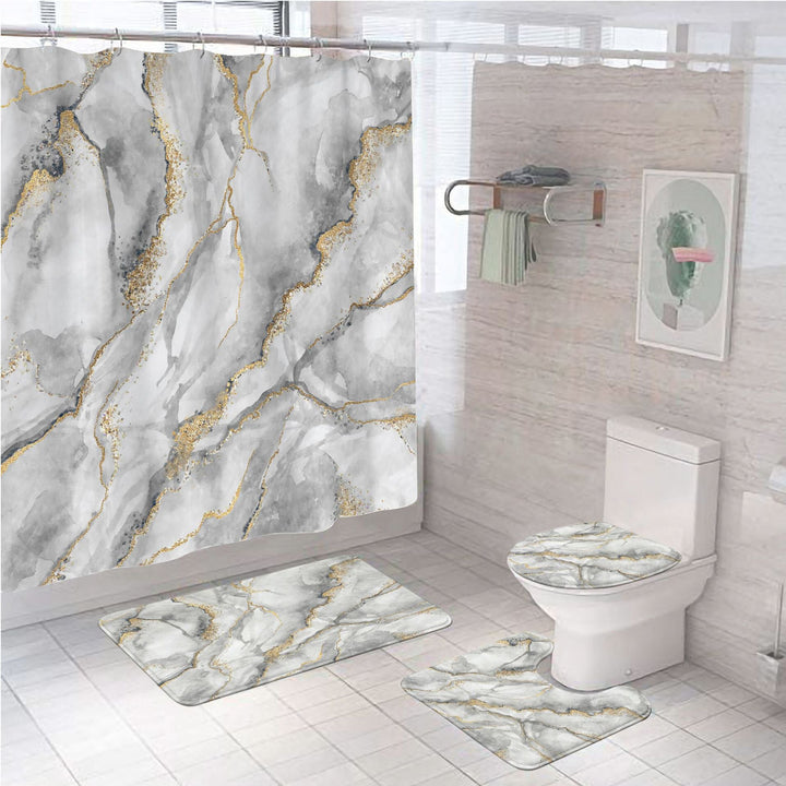 Elegant Marble Pattern Bathroom Mat Set Kalsten