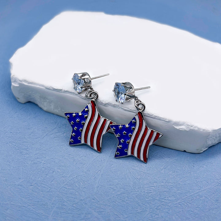 Women's nan long patriotic mesh tassel dangle earrings Kalsten