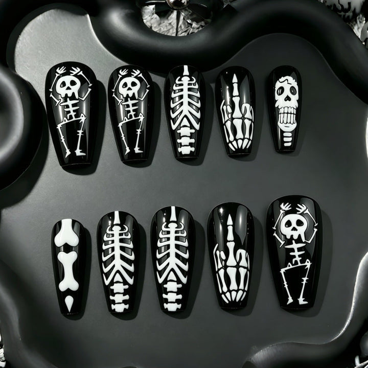 Art Nail Set with Skeleton Designs Kalsten