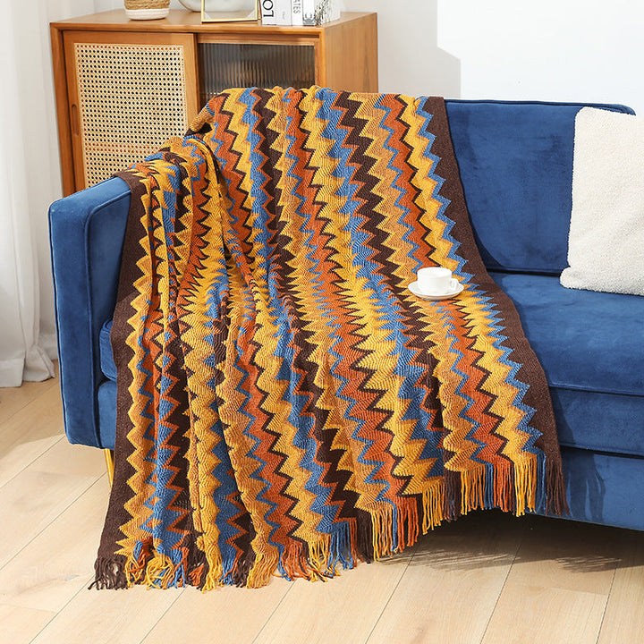 Ladies Decorative Zigzag Pattern Blanket Kalsten