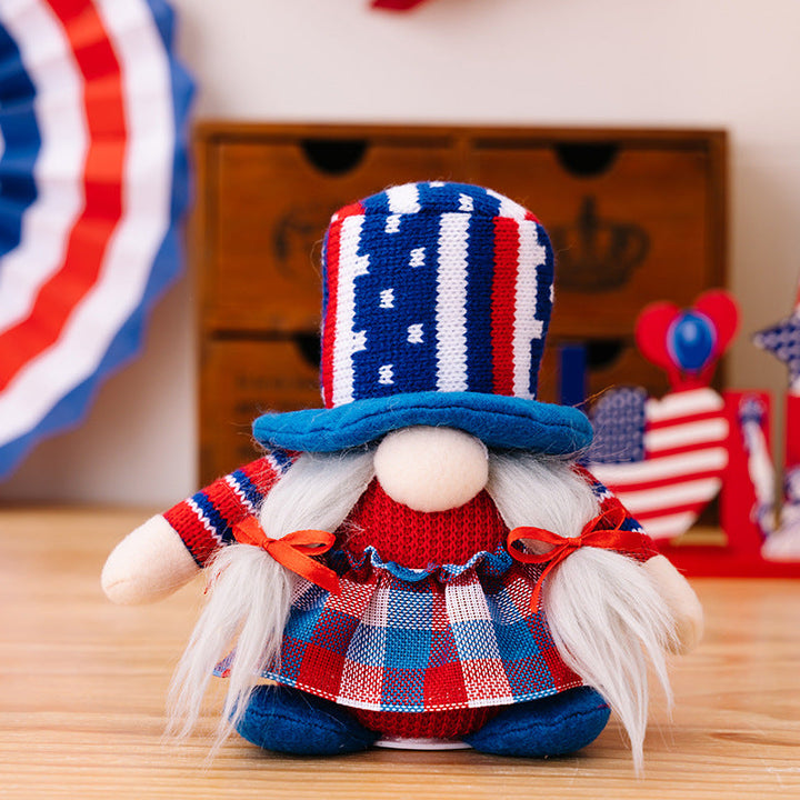 Unisex decorative fabric gnome as festive table and shelf decoration with knitted pointed hat and faux fur beard Kalsten