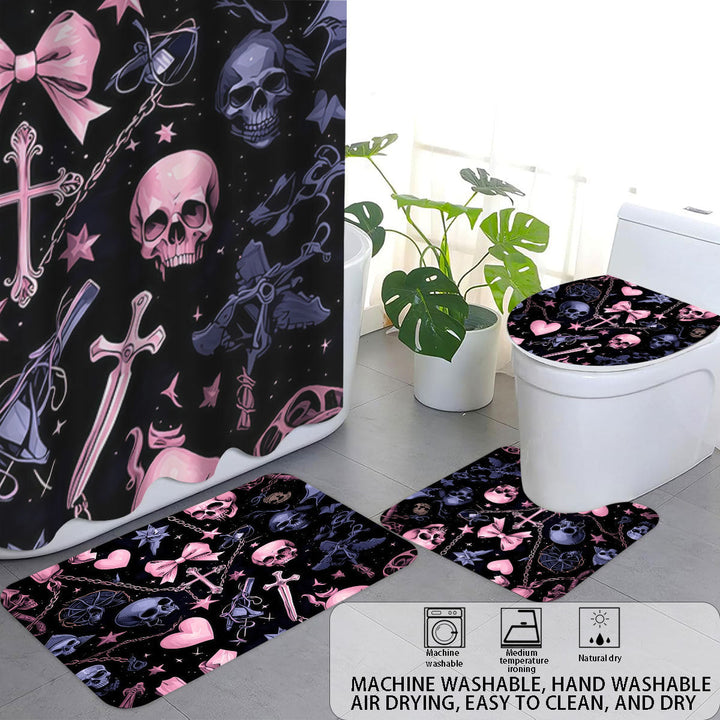 Artistic Skull and Floral Themed Bathroom Set Kalsten