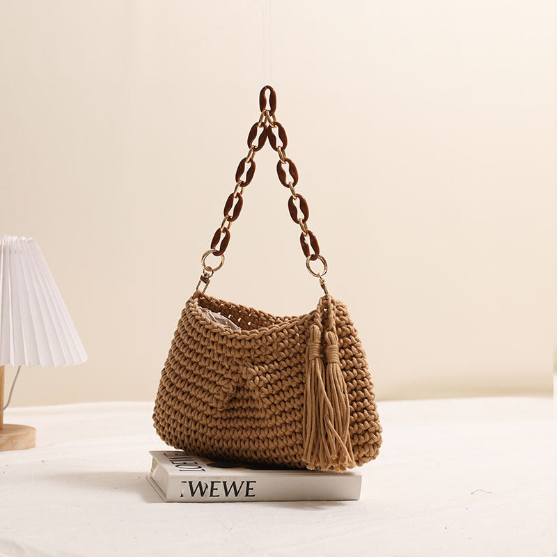 Handcrafted macrame bag with fashionable fringes Kalsten