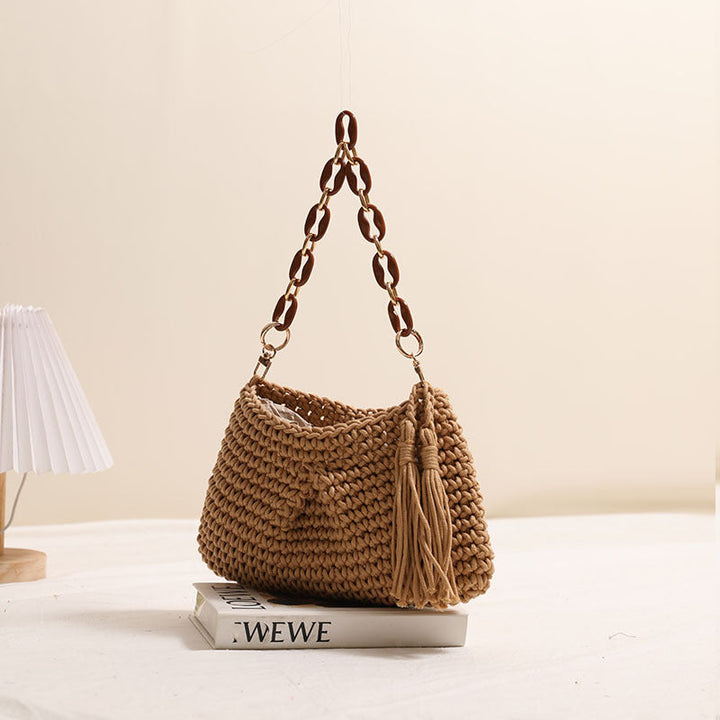 Handcrafted macrame bag with fashionable fringes Kalsten
