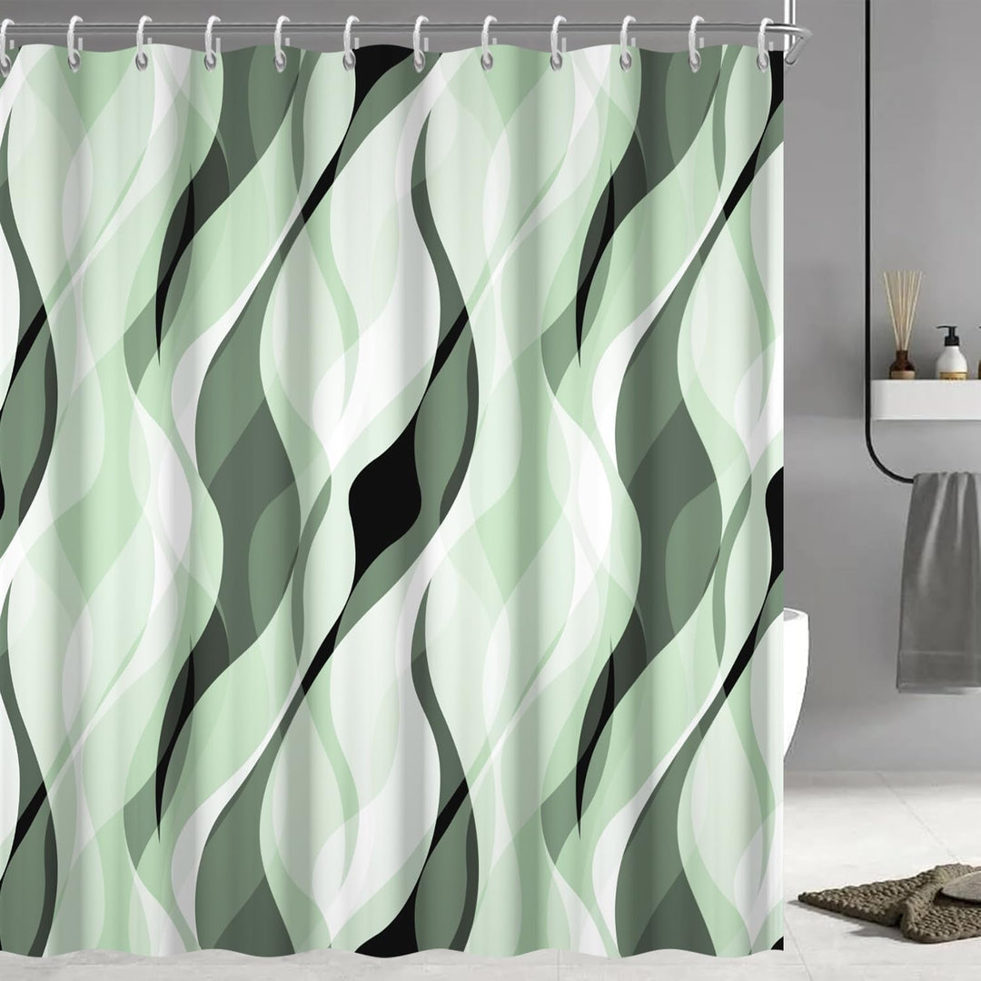 Abstract Wave Pattern Shower Curtain Kalsten