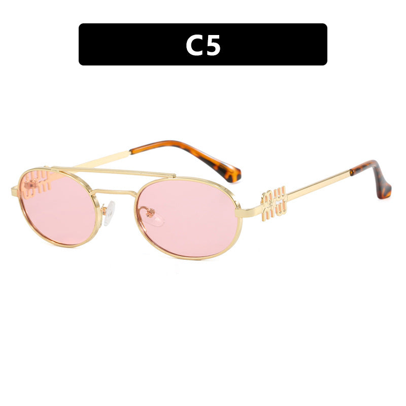 Women's elegant oval sunglasses with luxurious metal frame Kalsten