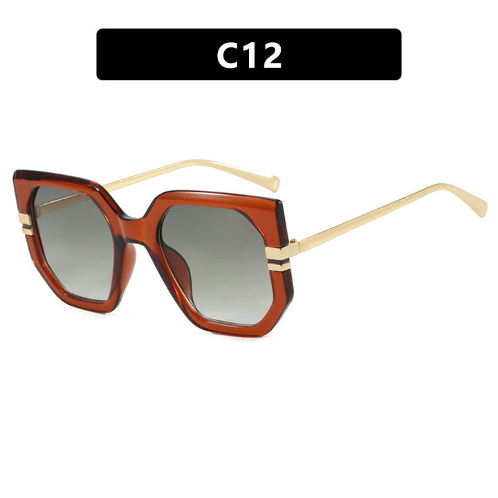 Women's geometric sunglasses with luxurious gold frame and polarized lenses Kalsten
