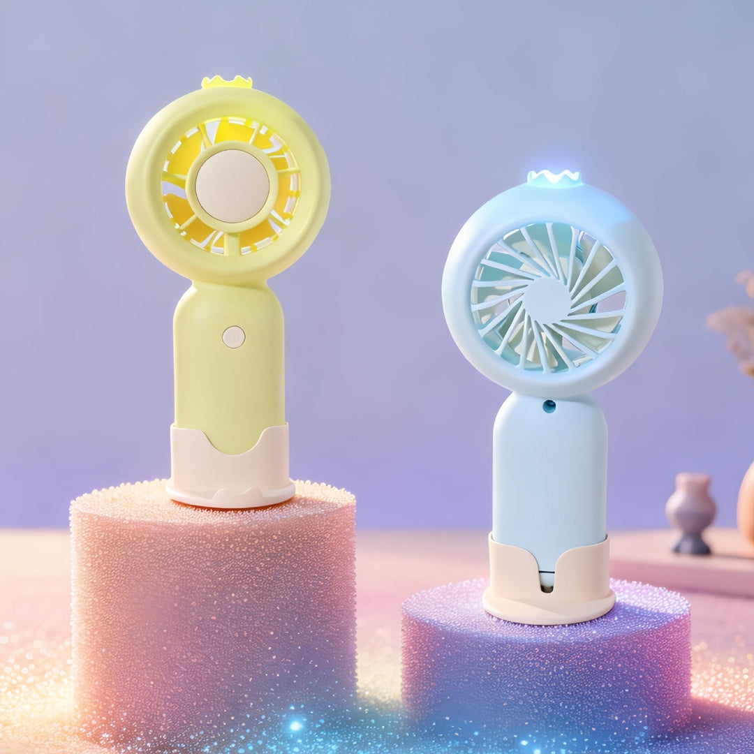 Ladies portable battery-operated fan with LED lighting Kalsten