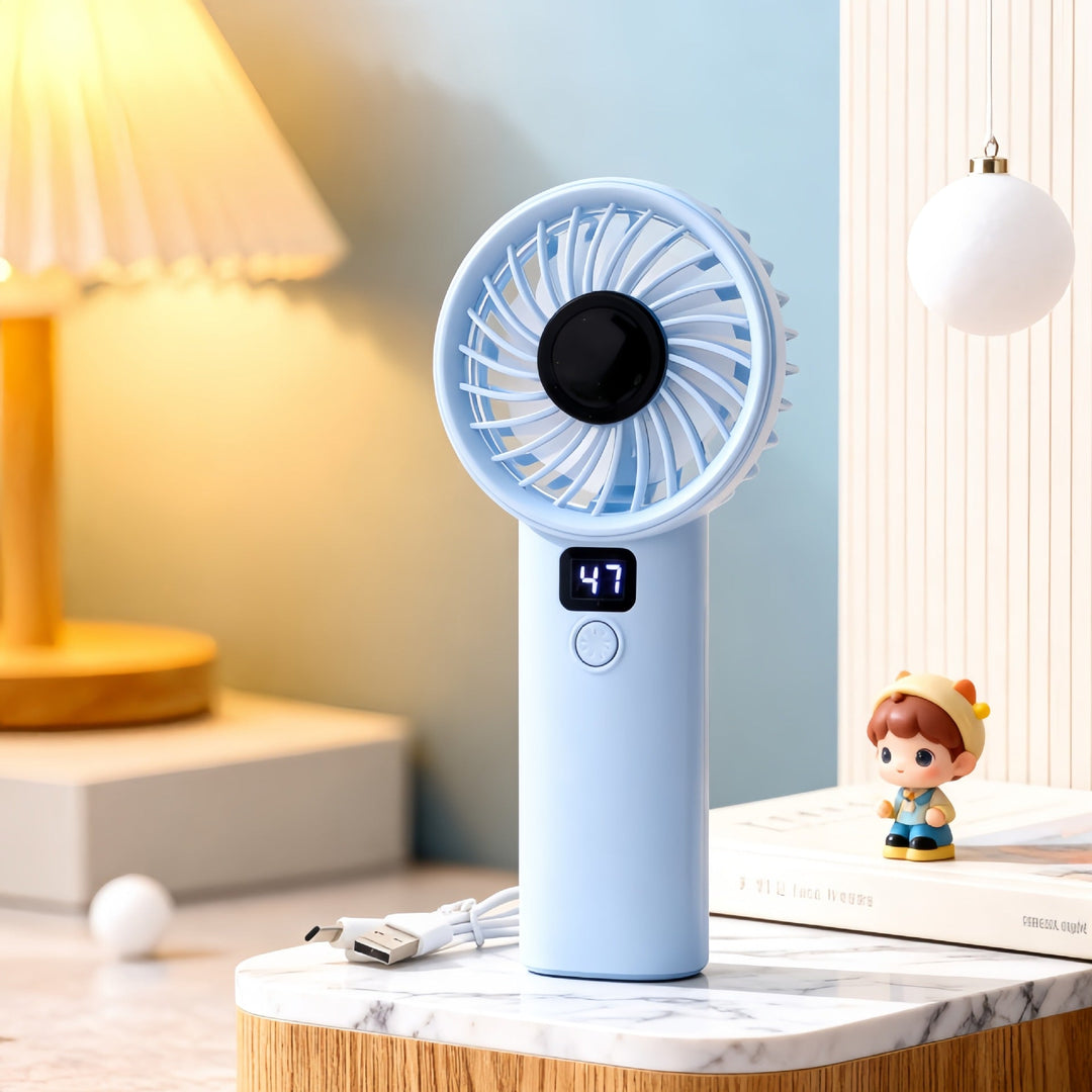 Women's Portable Mini Fan with Digital Speed Display Kalsten