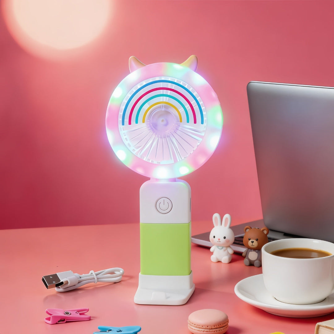 Ladies portable handheld fan with LED lighting and flexible design Kalsten