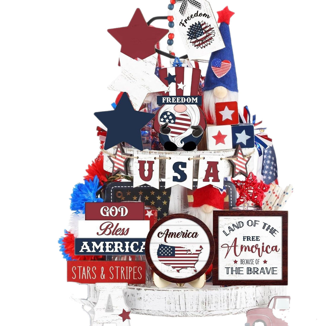 Unisex nan patriotic wood decor set for wall and door with versatile USA motifs Kalsten