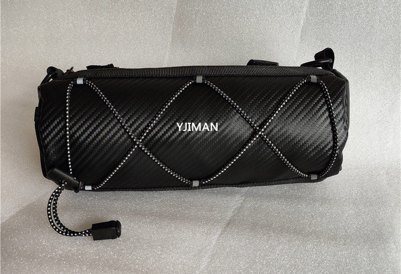 compact medium tubular bicycle handlebar storage bag with reflective bungee and Velcro attachment Kalsten