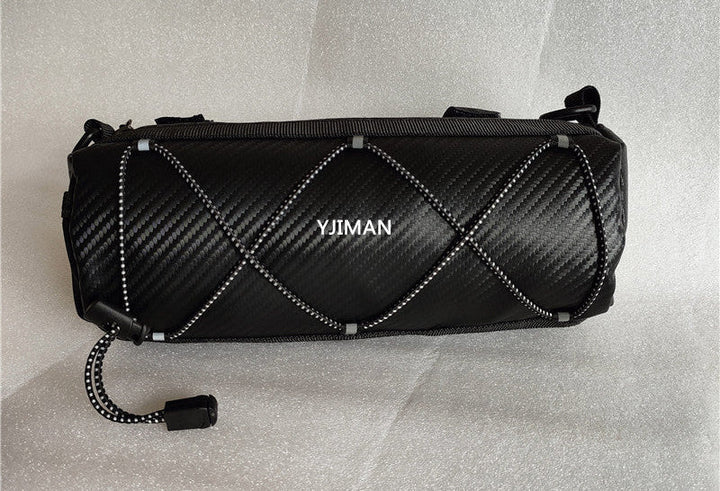 compact medium tubular bicycle handlebar storage bag with reflective bungee and Velcro attachment Kalsten