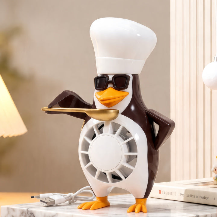 Ladies table fan in modern penguin design Kalsten