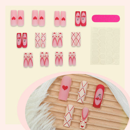 Heart-Themed Press-On Nail Art Set Acalora