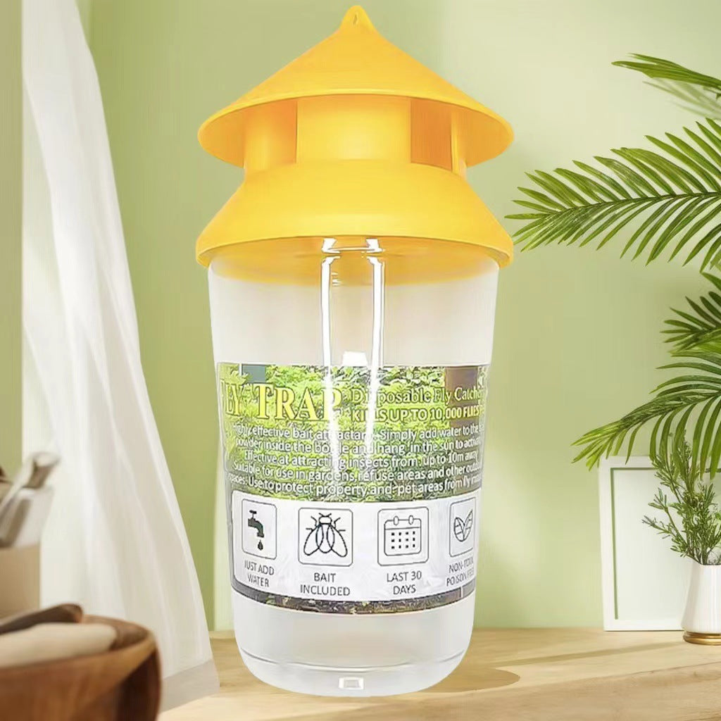 Reusable outdoor insect fly trap with non-toxic bait reservoir and Hanging canopy Kalsten