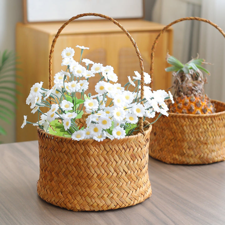 Handwoven Natural Fiber Storage Basket with Double Divider Kalsten