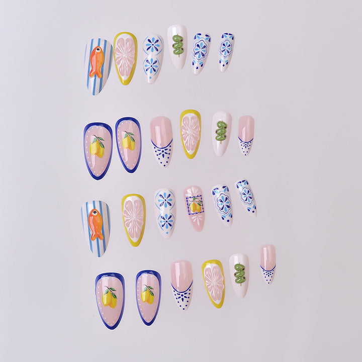 Artistic Sea-Themed Press-On Nail Set Kalsten