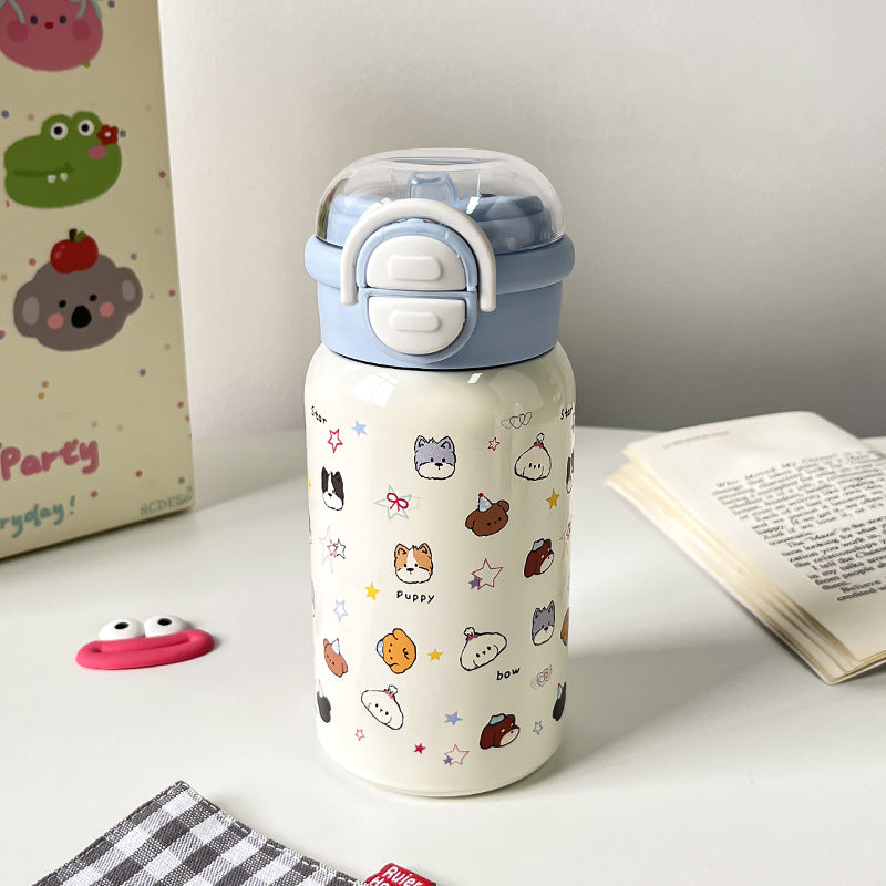 Women's insulated drinking bottle with secure flip lid and playful animal design Kalsten
