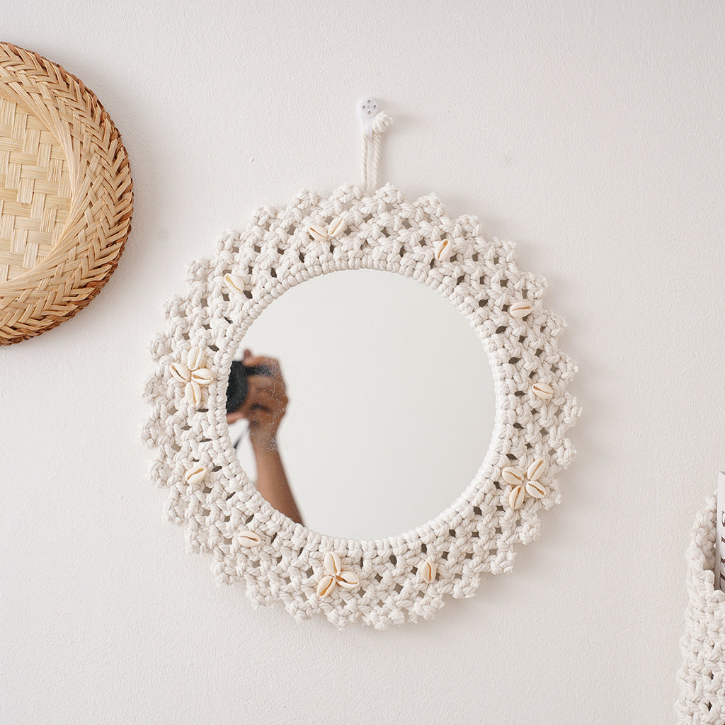 Decorative Macrame Star-Shaped Wall Mirror Acalora
