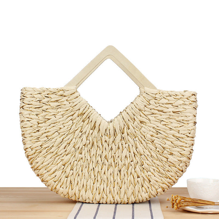 Braided Evening Bag with Elegant Wooden Handle Kalsten