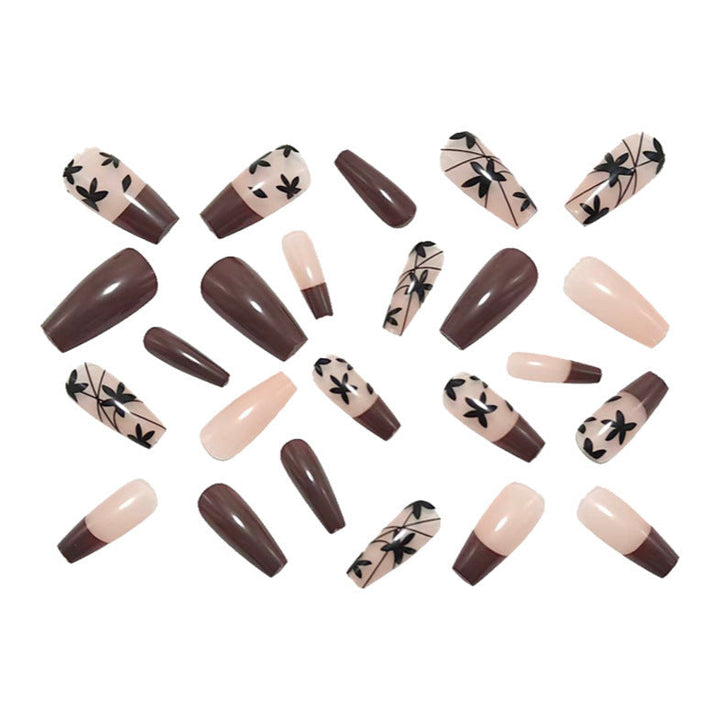 Artificial Nails in Elegant Design with Flower Motif and Gloss Finish Kalsten