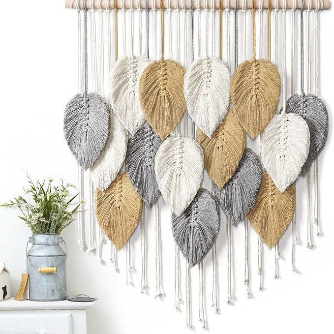 Macrame Leaf Wall Hanging Tapestry Acalora