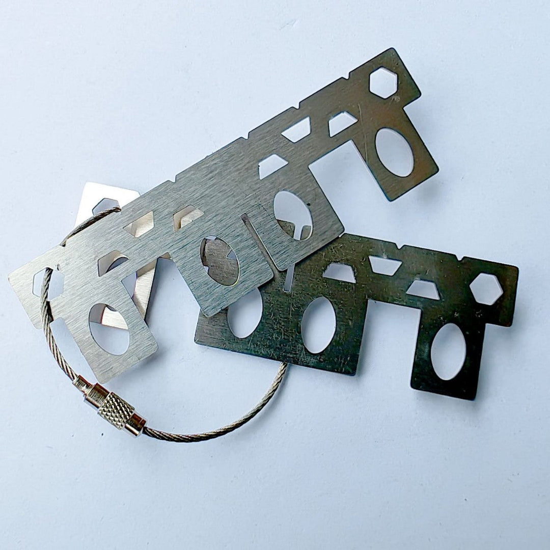 stainless steel flat key multi-tool organizer with braided cable loop Kalsten