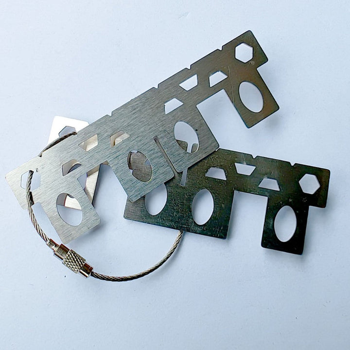stainless steel flat key multi-tool organizer with braided cable loop Kalsten