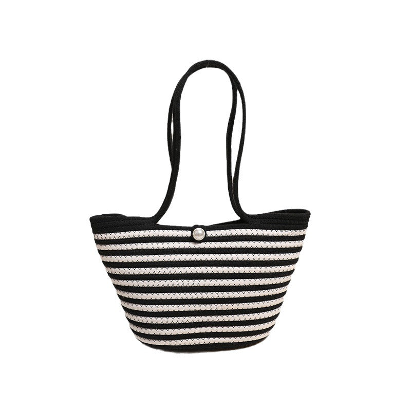 Trendy Basket Bag with Stylish Striped Pattern Kalsten